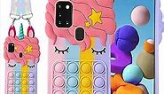 Fidget Toy Pop Phone Case for Samsung Galaxy A21S [1 Pack], Cartoon Kawaii Cute Funny Silicone Push Pop Bubble Stress Relief Fashion Unicorn Fidget for Girls Kids Cases for Galaxy A21S, Unicorn