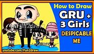 How to Draw Despicable Me - Gru, Agnes, Margo + Edith - Online Drawing Art Tutorials - Fun2draw