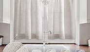 Linen Textured Semi Sheer Kitchen Tiers Curtains 30 Inches Long Small Window Curtains Rod Pocket Cafe Curtains Drapes for Bathroom Laundry Room RV(2 Panels,Light Coffee,30" W x 30" L)