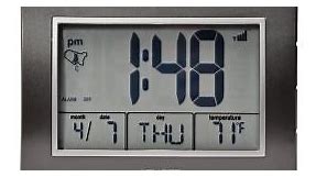 7-inch Atomic Alarm Clock with Date, Day of Week and Temperature