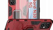 Jusy Oneplus Nord N30 5G Case with 2 Screen Protector, Protective Phone Cover with Kickstand, Ring and Magnetic Plate, Tempered Glass Protectors for 1+ Nord N30 5G(Red)