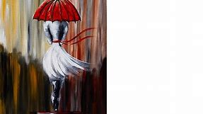 Girl in the Rain | Umbrella Art | Beginner Acrylic Painting Lesson | TheArtSherpa