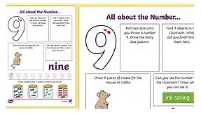 All About the Number 9 Worksheet