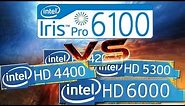 Intel Iris 6100 vs Intel HD Graphics (4200, 5300, 4400, 6000) Benchmark The next surface pro 4 GPU?