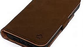 Porter Riley - Leather Case for iPhone SE 2022/20 and iPhone 8 / iPhone 7. Premium Nubuck Genuine Leather Stand/Cover/Wallet/Flip Case with Card Slots & Horizontal Stand (Chocolate Brown)