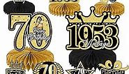 70th Birthday Decorations - 9pcs Happy 70th Birthday Decorations Men Women Cheer Black Gold Table Decoraions 1954 Vintage Honeycomb Centerpieces 70 Years Birthday Party Decor Men