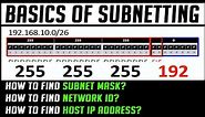 Basics of Subnetting | How to find Subnet Mask, Network ID, Host IP Address from CIDR Value | 2018