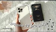 iPhone 12 pro gold AESTHETIC UNBOXING 📦 + accesories & set up | Darlen Am