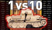 1 vs 10 with 8 HP in World of Tanks!