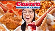Trying EVERYTHING at COSTCO Food Court 🍕 (Chicken Strips, Poutine)