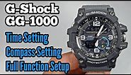 G-Shock GG-1000-1A8 Mudmaster Time Setting, Compass Calibration, Full Function Setup Tutorial