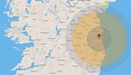 Map shows how much of Ireland could be blown up if a nuclear bomb hit