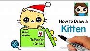How to Draw a Kitten for Christmas Easy