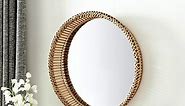 FirsTime & Co. Natural Waverly Rattan Wall Mirror, Round, Wall Mounted Mirror for Bathroom, Bedroom, Entryway, Rattan Frame, 22.5 x 3.5 x 22.5 inches (70402)