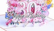 Happy 30th Birthday Card, 30th Birthday Card for her, 30th Birthday Gifts for Her, Pop Up Cards, Pop Up Cards Flowers for Women with Note