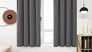 Deconovo Blackout Curtains Panels for Bedroom - Energy Saving Rod Pocket Living Room Curtains, Grey Black Out Curtains 63 Inch Long (Dark Grey, 42W x 63L Inch, 2 Panels)