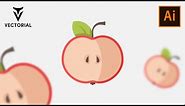 How to draw Half apple in ADobe Illustrator