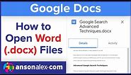 How to Open a Word Document in Google Docs Tutorial