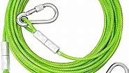 Green Dog Tie Out Cable Swivel Hook +Shock Spring, 10/20/30/50/70/100/FT Long Dog Leash Dog Runner Cable Lead for Yard Outdoor Camping, Small to Medium Pets Up to 600 LBS(10ft)