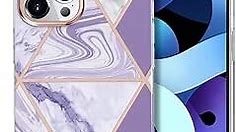 MILPROX Compatible with iPhone 12 Case and iPhone 12 Pro Marble Cases (2020), Geometric Marble Case Hard PC Bumper Protective Shockproof Gel Shell Cover - Geometric Purple