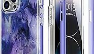 Esdot for iPhone 14 Pro Case with Built-in Screen Protector,Military Grade Rugged Cover with Fashionable Designs for Women Girls,Protective Phone Case 6.1" Purple Opal Marble