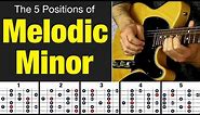 MELODIC MINOR Scale Guitar Patterns - All Five Positions