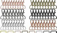 96 Pieces Swivel Clasps with D Rings and Slide Buckles Set Lanyard Snap Hooks Keychain Clip Hooks D Keychain Rings Lobster Claw Clasps for Keychain Purse Hardware Sewing Craft Project, 8 Colors