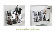 mDesign Metal Wire Cabinet/Wall Mount Hair Care & Styling Tool Organizer - Bathroom Storage Basket for Hair Dryer, Flat Iron, Curling Wand, Hair Straightener, Brushes - Holds Hot Tools - White