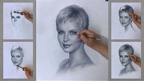 Realistic Portrait Drawing - Charlize Theron