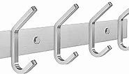SAYONEYES Brushed Nickel Coat Rack Wall Mount with 4 Double Hooks for Hanging – 12 Inch Heavy Duty SUS304 Stainless Steel Rustic Coat Hooks – Clothes, Purse, Towel Wall Hooks – 1 Pack
