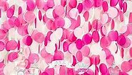 205Ft Hot Pink Party Decorations Big Circle Dots Backdrop Garland Rose Pink Tissue Paper Polka Dots Hanging Curtain Streamer for Birthday Bachelorette Engagement Wedding Bridal Shower Party Supplies