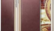 VENA iPhone 8 Plus Leather Case, [vLuxe][Leather Back | Metallized Button] Slim Protective Cover for Apple iPhone 8 Plus/iPhone 7 Plus (4.7") (Burgundy Red/Gold)