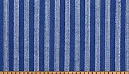 Cottage Blue Stripe Cotton Homespun Fabric by JCS - Sold by The Yard