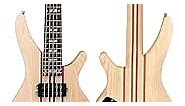 Electric Bass Guitar 5 Strings Full-Size Standard Bass Beginner Kit Black for Starter with Accessories including Cable, Strap, Bag (wood)