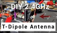 DIY 2.4Ghz T-Dipole (Immortal T) FPV radio control antenna for drone.