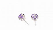 10K White Gold Round Amethyst Stud Earrings, (5mm)