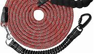 Long Dog Leash 20 FT: Heavy Duty Rope Leashes for Dogs Training with Swivel Lockable Hook Reflective Threads Bungee and Padded Handle - Dog Lead for Large Small Medium Dogs Outside Walking Hiking Red
