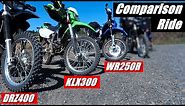 2021 KLX300, WR250R & DRZ400 Comparison Ride | New School vs. Old School Dual Sports
