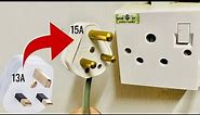 How to Convert 13A To 15A Socket & Plug | Replace UK 3 Pin 13 Amp to 15 Amp Socket Plug