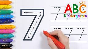 Learn how to write the number 7 and practice writing it six times | Tracing number for kids