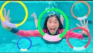 Wendy and Eric Going to Swim in the Pool | Toys and Colors App for Kids