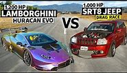 Alex Choi’s 1200hp Lamborghini Huracan vs Twin Turbo Hemi Jeep Drag Race! // THIS vs THAT