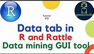 Data tab in Rattle GUI | explore data in R with no code using Rattle | GUI for data mining & ML