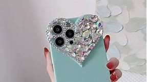 ENYTDMO for iPhone 14 Luxury Shiny Crystal Rhinestone Diamond Case, 3D Glitter Sparkle Bling Case for Women Girls, Cute Aesthetic Heart Gems Soft TPU Case Cover for iPhone 14 6.1''