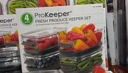 🥬 This fresh produce keeper set is at Costco! This includes 4 containers and 4 lids, an air-flow vent system, and a grooved colander base! It’s $19.99! #costco #freshproduce #foodstorage