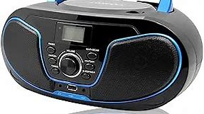 CD Player Boombox, LP-D02 Portable Bluetooth FM Radio Stereo Sound System with Crystal-Clear Sound, MP3 Playback, USB Input, AUX Input, Headphone Jack, LCD Display, AC DC Operated