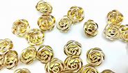 100PC Gold Rose Flower Buttons Transparent Shirt Buttons with Shank for DIY Sewing Accessories Supplies Craft Handmade Decoration Buttons 18mm