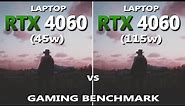 Laptop RTX 4060 (45w) vs (115w) Gaming Benchmark | MSI GF63 Thin vs Lenovo LOQ Gaming Test