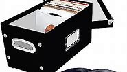 Snap-N-Store Vinyl Record Storage Box - 7"/45 RPM - 2 Pack- Crate Holds up to 75 Vinyl Albums - Black