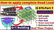 Apply complete dead loading as per IS code in staad pro software | Structural design | civil |